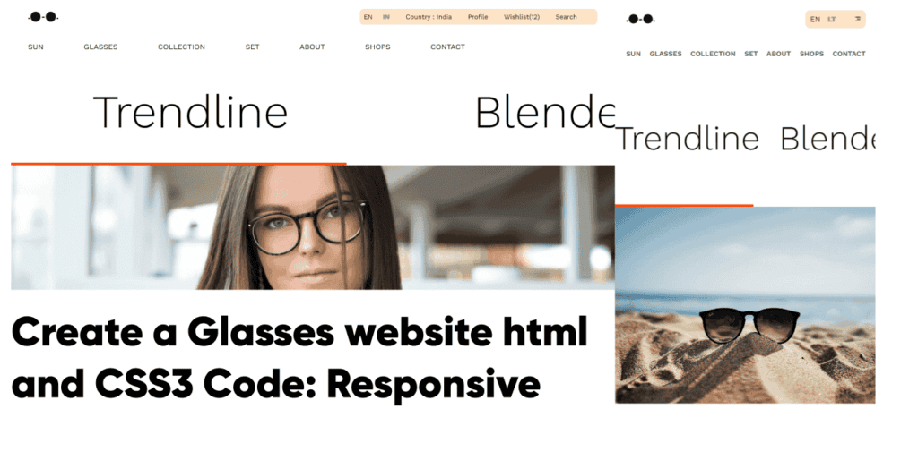 Glasses website with html and CSS